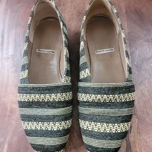 FAUSTO SANTINI | GRAY & CREAM PATTERNED FLATS, SZ